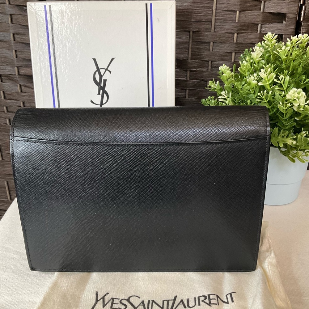Yves Saint Laurent Vintage Black Leather Clutch - Picture 2 of 11